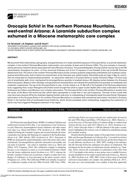 Orocopia Schist in the Northern Plomosa Mountains, West-Central Arizona: a Laramide Subduction Complex Exhumed in a Miocene Metamorphic Core Complex