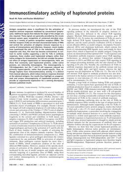 Immunostimulatory Activity of Haptenated Proteins