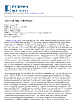 Henry III Fine Rolls Project