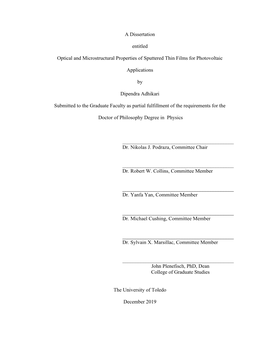 A Dissertation Entitled Optical and Microstructural Properties Of