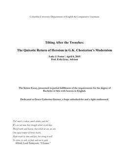 The Quixotic Return of Heroism in GK Chesterton's Modernism