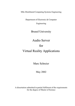 Audio Server for Virtual Reality Applications