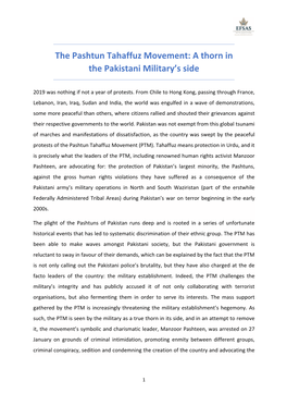 The Pashtun Tahaffuz Movement: a Thorn in the Pakistani Military’S Side
