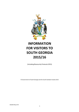 Information) For)Visitors)To) South)Georgia) 2015/16)