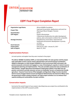 CEPF Final Project Completion Report