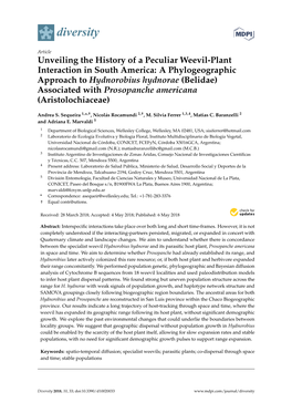 A Phylogeographic Approach to Hydnorobius Hydnorae (Belidae) Associated with Prosopanche Americana (Aristolochiaceae)