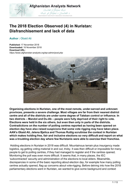 In Nuristan: Disfranchisement and Lack of Data