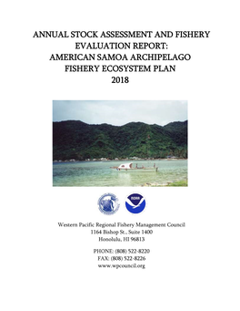 American Samoa Archipelago Fishery Ecosystem Plan 2018