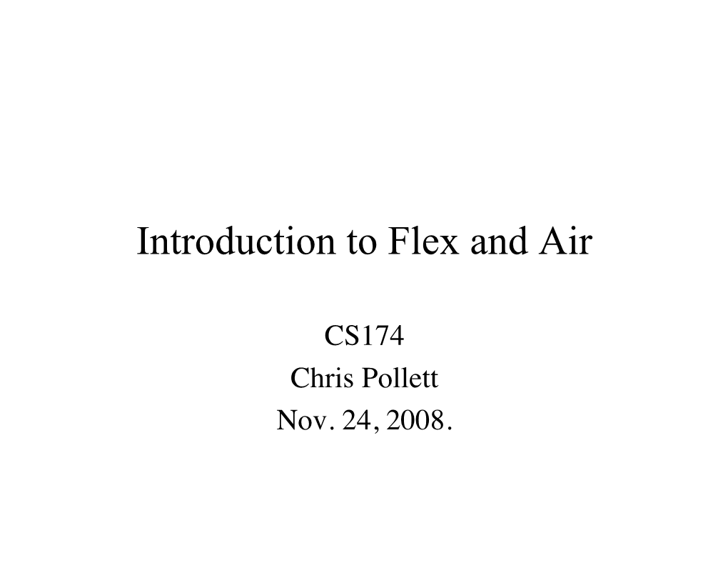 Introduction to Flex and Air