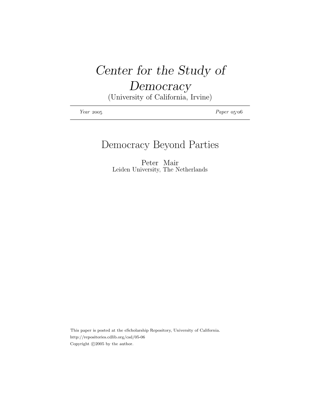 Democracy Beyond Parties