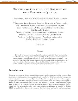 Security of Quantum Key Distribution with Entangled Qutrits