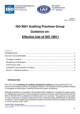 Effective Use of ISO 19011