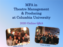 Theatre Management & Producing at Columbia University