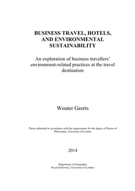 Business Travel, Hotels, and Environmental Sustainability