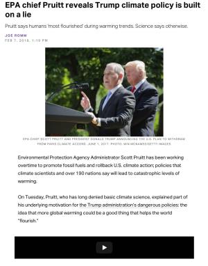 EPA Chief Pruitt Reveals Trump Climate Policy Is Built on a Lie