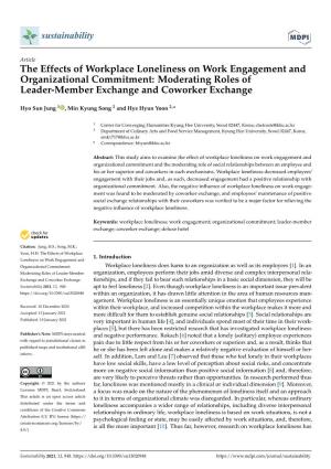 The Effects of Workplace Loneliness on Work Engagement and Organizational Commitment: Moderating Roles of Leader-Member Exchange and Coworker Exchange