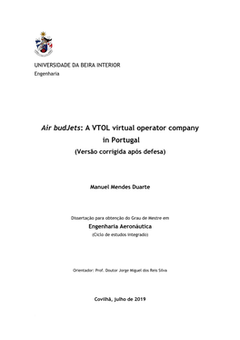 Air Budjets: a VTOL Virtual Operator Company in Portugal (Versão Corrigida Após Defesa)