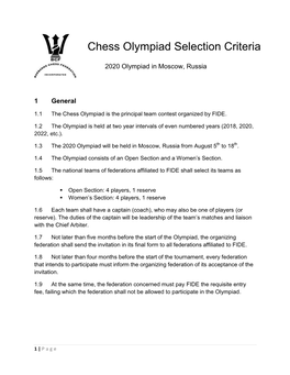 Chess Olympiad Selection Criteria