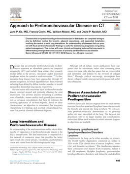 Approach to Peribronchovascular Disease on CT Jane P