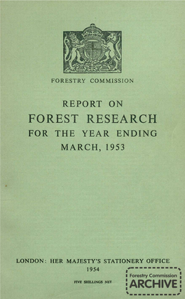 Report on Forest Research 1953