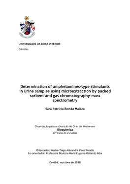 Determination of Amphetamines-Type Stimulants in Urine Samples Using Microextraction by Packed Sorbent and Gas Chromatography-Mass Spectrometry
