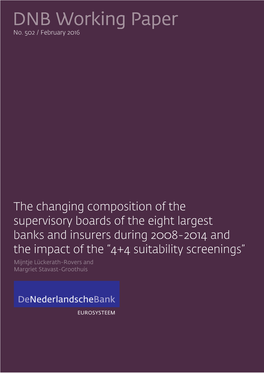 The Changing Composition of the Supervisory Boards of the Eight Largest Banks and Insurers During 2008-2014 And