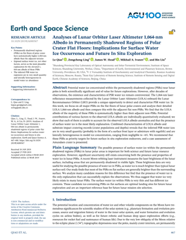 Analyses of Lunar Orbiter Laser Altimeter 1064-Nm Albedo in Permanently Shadowed Regions of Polar Crater Flat Floors
