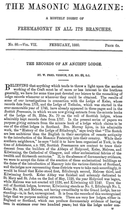 The Records of an Ancient Lodge