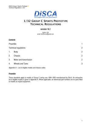 1/32 Group C Sports Prototype Technical Regulations