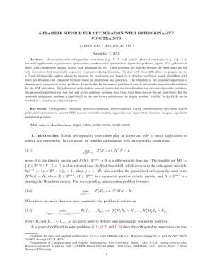 A Feasible Method for Optimization with Orthogonality Constraints