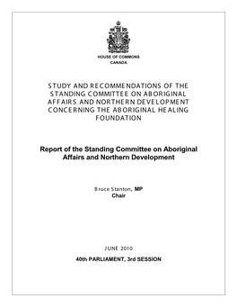 Study and Recommendations of the Standing Committee on Aboriginal