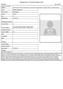 Missing Person - Period Wise Report (CIS) 08/03/2019 Page 1 of 50