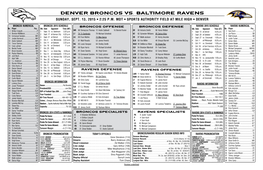 Denver Broncos Vs. Baltimore Ravens Sunday, Sept