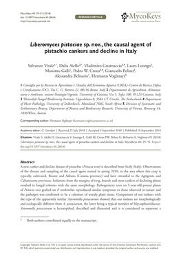 Liberomyces Pistaciae Sp. Nov., the Causal Agent of Pistachio Cankers