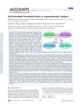 Self-Assembled Tetrahedral Hosts As Supramolecular Catalysts