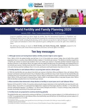 World Fertility and Family Planning 2020: Ten Key Messagespdf