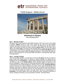 TASIS England – Middle School Adventure in Greece