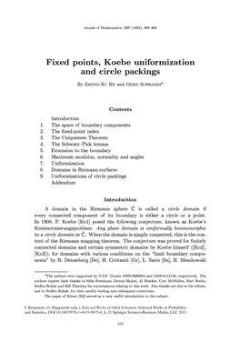 Fixed Points, Koebe Uniformization and Circle Packings