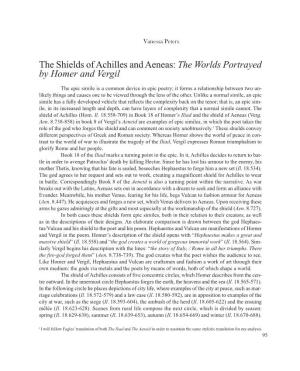 The Shields of Achilles and Aeneas: the Worlds Portrayed by Homer and Vergil
