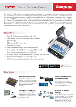 PS752 Desktop Document Camera