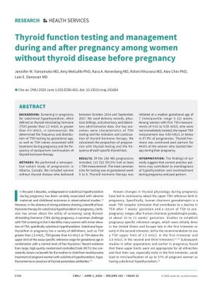 Thyroid Function Testing and Management During and After Pregnancy Among Women Without Thyroid Disease Before Pregnancy
