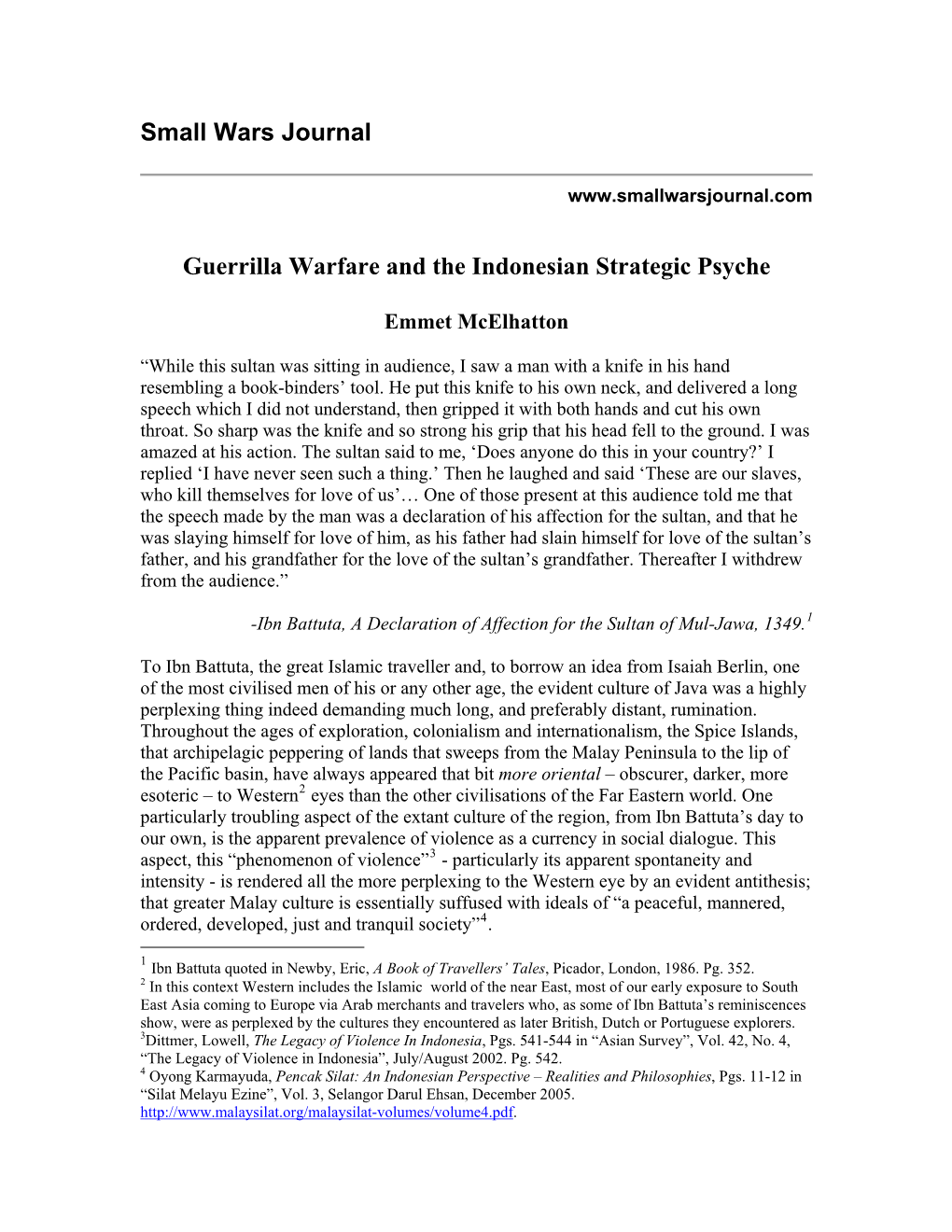 Guerrilla Warfare and the Indonesian Strategic Psyche