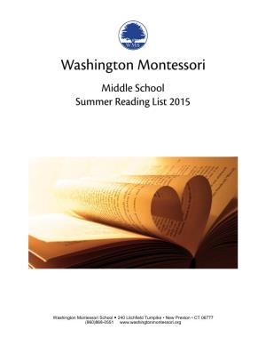 Washington Montessori School 240 Litchfield Turnpike • New Preston • CT 06777 (860)868-0551