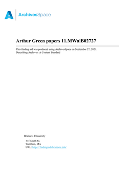 Arthur Green Papers 11.Mwalb02727