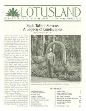 Ralph Tallant Stevens: a Legaclj of Landscapes