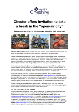 Chester Offers Invitation to Take a Break in the “Open-Air City”