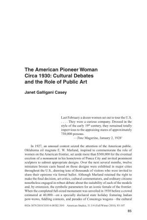 The American Pioneer Woman Circa 1930: Cultural Debates and the Role of Public Art
