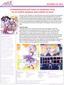 Hyperdimension Neptunia Pp (Working Title) to Hit North America and Europe in 2014!