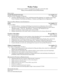 Production Resume