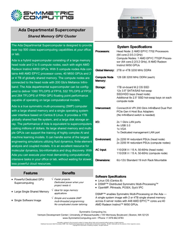 Ada Departmental Supercomputer Shared Memory GPU Cluster